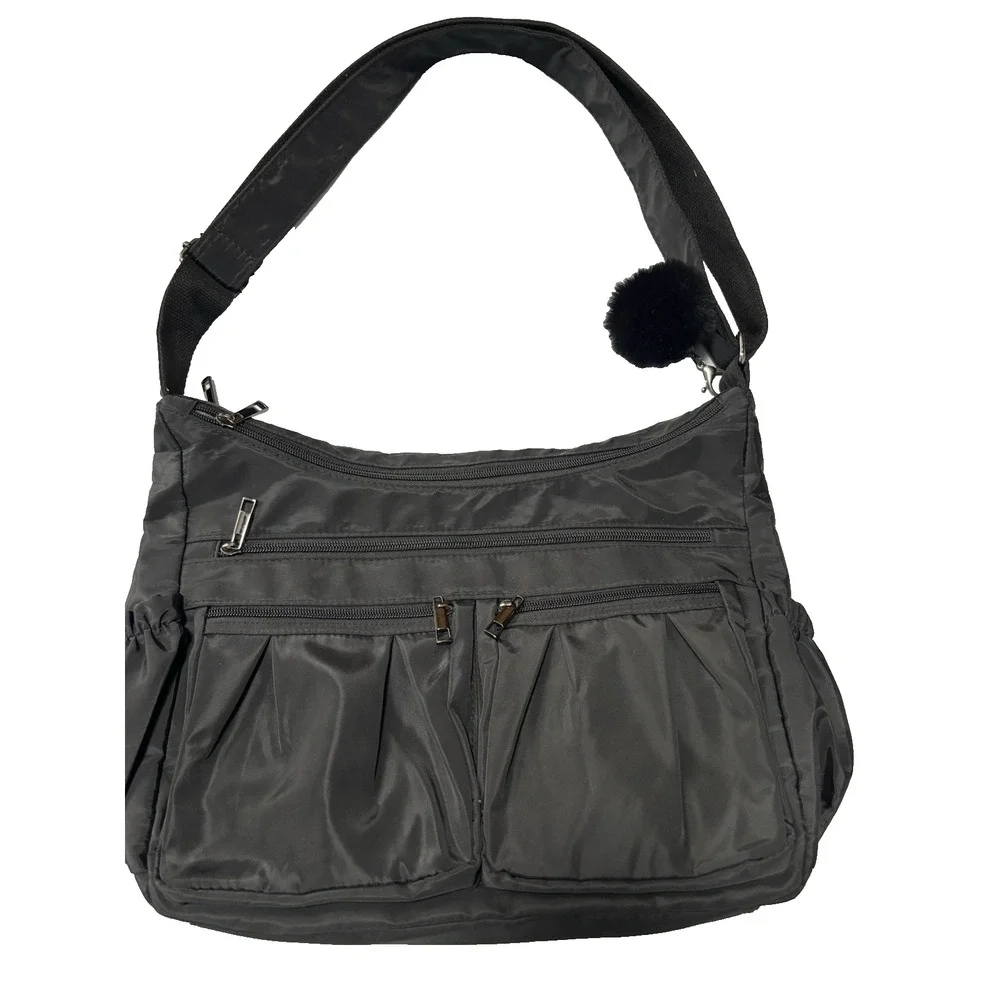 Women's Black Basic Shoulder Bag Purse‎ Essential Everyday Staple Neutral Travel